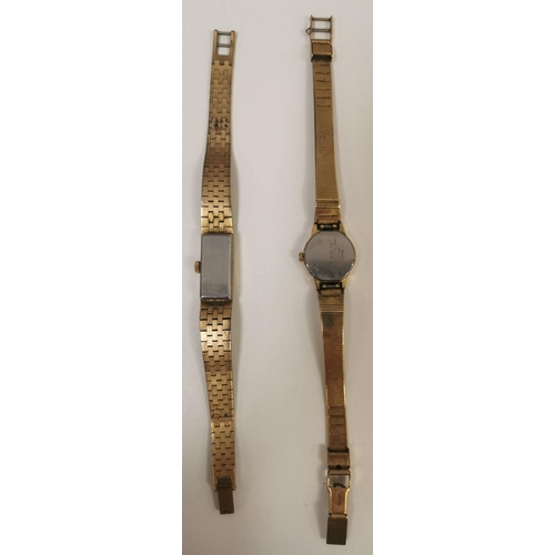 396 - Two vintage, gold-coloured, ladies cocktail watches, by Accurist (battery powered, stamped 975000, u... 