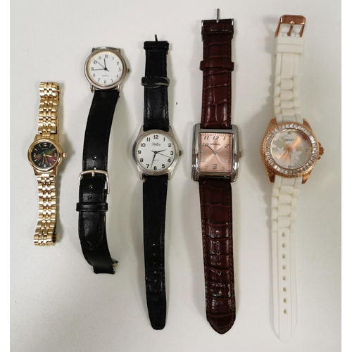 396C - A collection of five used & unused ladies battery watches. Makers include 'Sekonda' (x3), 'Seksy' & ... 