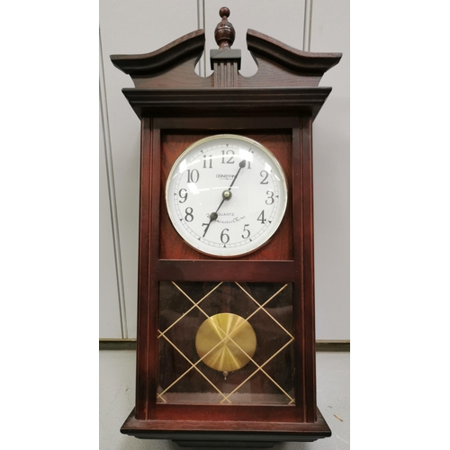 402C - A reproduction, battery-powered, Westminster Chime wall clock. Dimensions(cm) H60, W30, D12.  Untest... 