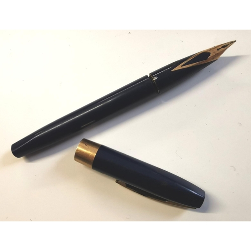 417A - A vintage blue & gold coloured 'Sheaffer' fountain pen, with a 14ct gold nib.