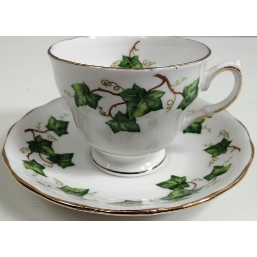 503 - A vintage 'Ridgway Colclough' tea set, in an ivy leaf pattern. To include six cups, seven saucers, s... 