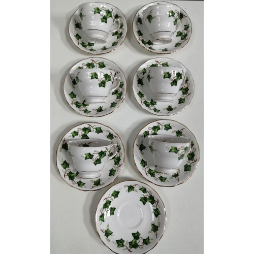 503 - A vintage 'Ridgway Colclough' tea set, in an ivy leaf pattern. To include six cups, seven saucers, s... 