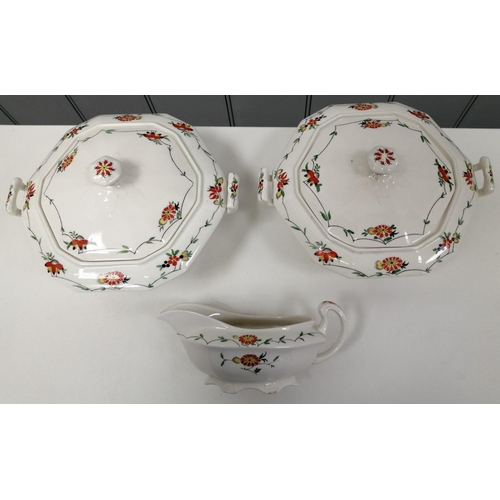 510 - An 'Alfred Meakin - Chatham' twenty-one piece dinner service. To include two tureens, gravy jug, thr... 