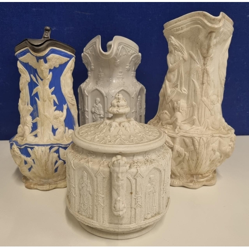 523C - A collection of four mid-Victorian, Charles Meigh, Staffordshire, 'stoneware' items. To include a Go... 