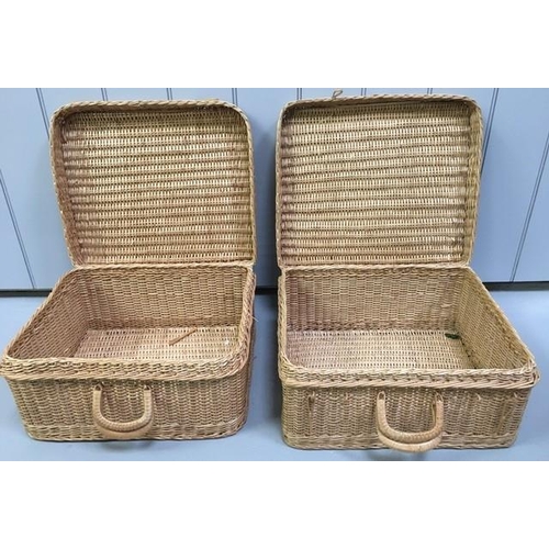 647 - Three wicker picnic baskets. To include a matching pair.