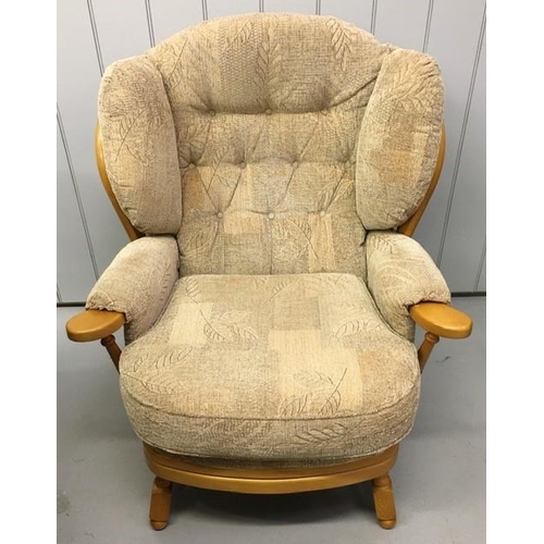 1043 - A mid-century beech & fabric upholstered sofa & chair, in the style of Ercol. Dimensions(cm) Chair H... 