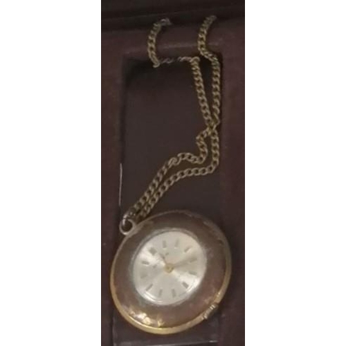 1195 - Three vintage watches. To include a boxed pendant watch by 'Buler'(working), ladies yellow metal/dia... 