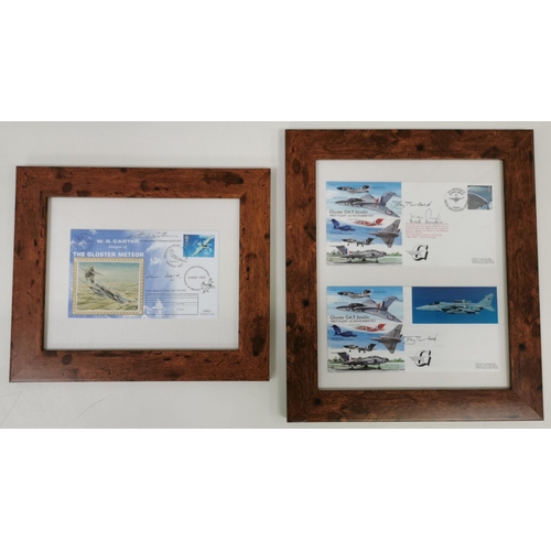 1602 - Two framed RAF-related, first-day covers. To include signed, commemorative paperwork for Gloster Met... 