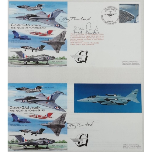 1602 - Two framed RAF-related, first-day covers. To include signed, commemorative paperwork for Gloster Met... 