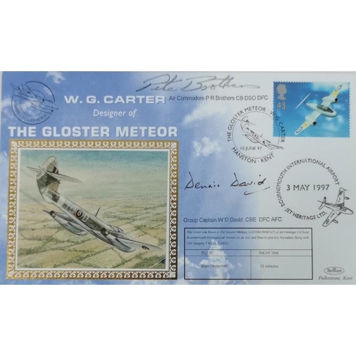 1602 - Two framed RAF-related, first-day covers. To include signed, commemorative paperwork for Gloster Met... 