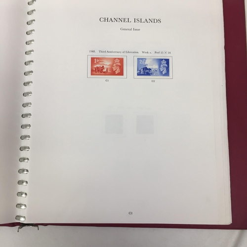 1628 - A partially-completed Stanley Gibbons 'Channel Islands' stamp album. Stamp dates 1950's onwards.