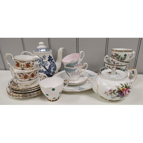 1396 - A mixed lot of vintage part tea sets. To include Royal Chelsea cups/saucers(x2) & plate; Royal Staff... 