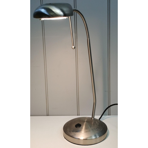 1547 - Two stainless steel desk lamps. To include a low level shaded touch lamp & an adjustable spot lamp. ... 