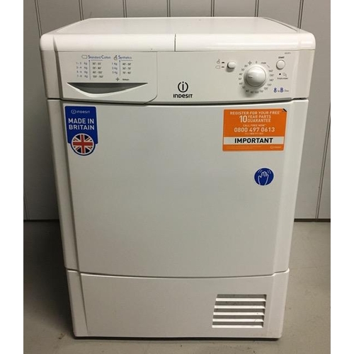 1580 - An 8kg 'Indesit' condenser dryer, model no.IDC8T3. PAT Test pass & functionality test indicates in w... 