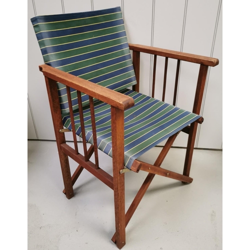 1011 - A pair of folding Directors chairs, with blue & green striped seats & backrests. Dimensions(cm) H86 ... 