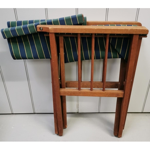 1011 - A pair of folding Directors chairs, with blue & green striped seats & backrests. Dimensions(cm) H86 ... 