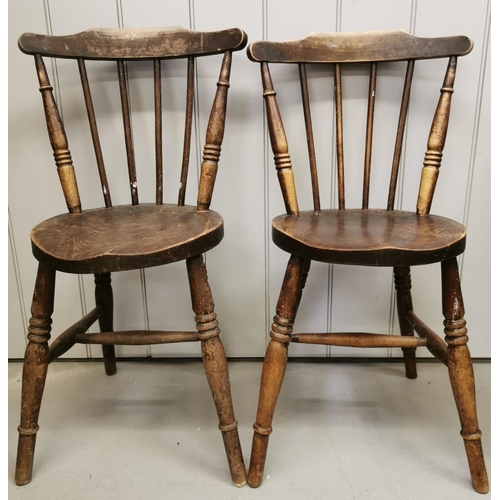 1013 - A pair of antique spindle-back chairs. Dimensions(cm) H79(44 to seat), W34, D37.