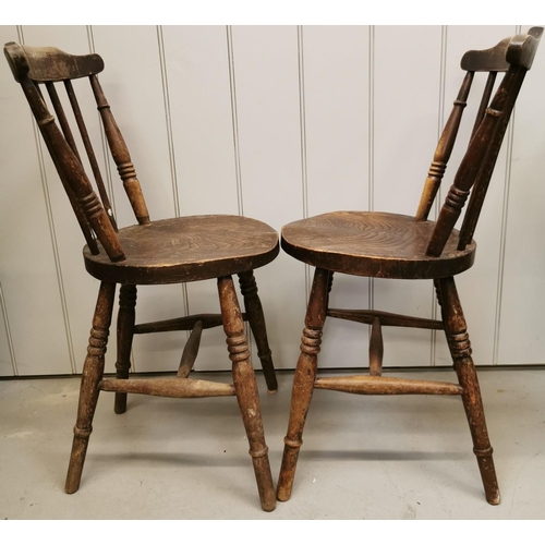 1013 - A pair of antique spindle-back chairs. Dimensions(cm) H79(44 to seat), W34, D37.