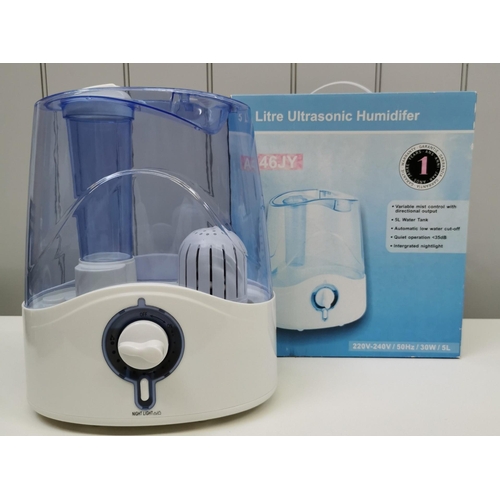 1597 - A boxed 5 litre ultrasonic humidifier with integrated nightlight. Model number A46JY. Appears new & ... 