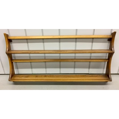 91 - An Ercol wall-mountable plate rack. Dimensions(cm) H50, W97, D13.