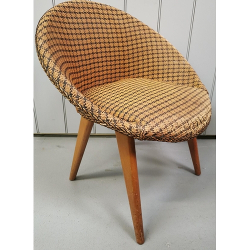 96 - A retro Satellite chair with splayed legs & a woven seat. Dimensions(cm) H67 (34 to seat), W63, D54.