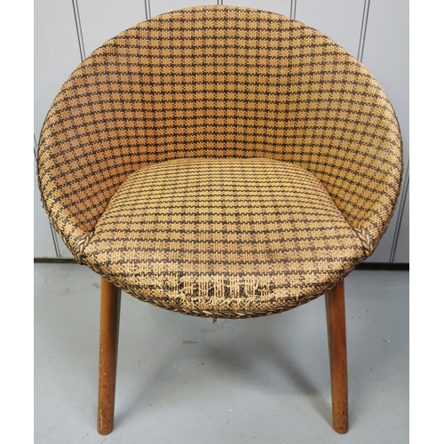 96 - A retro Satellite chair with splayed legs & a woven seat. Dimensions(cm) H67 (34 to seat), W63, D54.