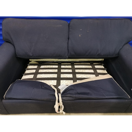 108 - A two-seater, navy blue sofa bed with removable cushions. Steel mechanism. Dimensions(cm) H85(48 to ... 