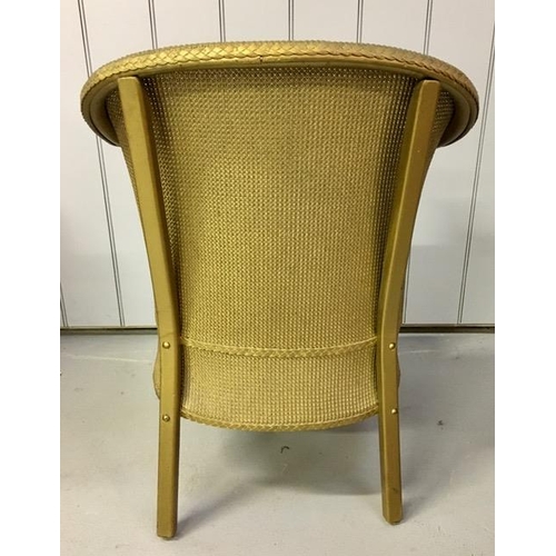 113 - A vintage, cane bedroom chair. Gold coloured/floral upholstered seat, sprayed gold finish. Dimension... 