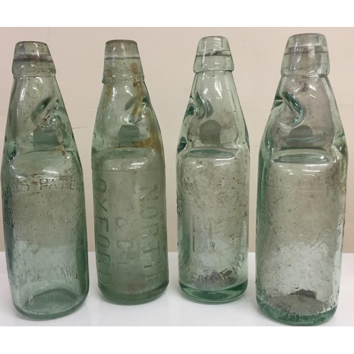 210 - A collection of two vintage aqua & two CODD's bottles. One heavily embossed 'CODDS PATENT, T Wood 43... 