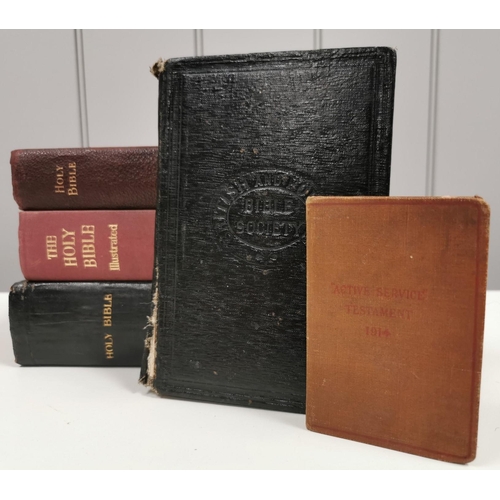 234 - A selection of Bibles & religious books. To include an 1884 print, large, leather-bound Church Bible... 