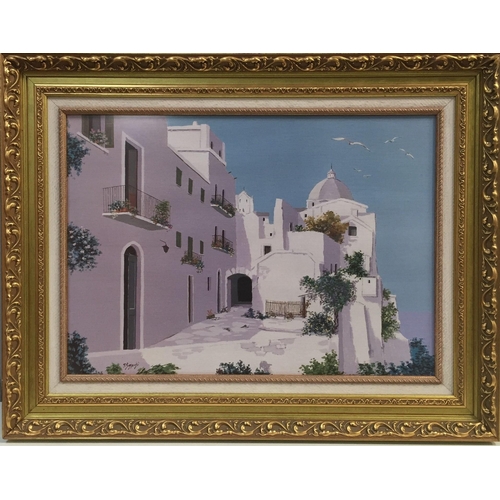 280 - A gilt framed, glazed colour print, by Giorgio Zuppini (Italian 1938-1990). Framed dimensions(cm) H7... 