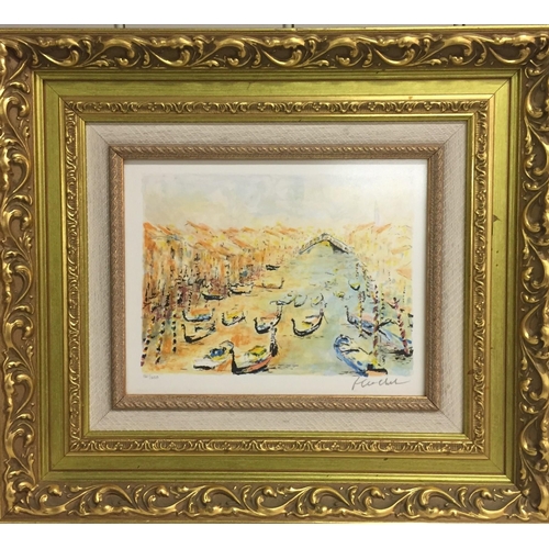 296 - A gilt framed lithograph, entitled ‘Grand Canal', by Urbain Huchet, (France 1930 - )
In colour on wo... 