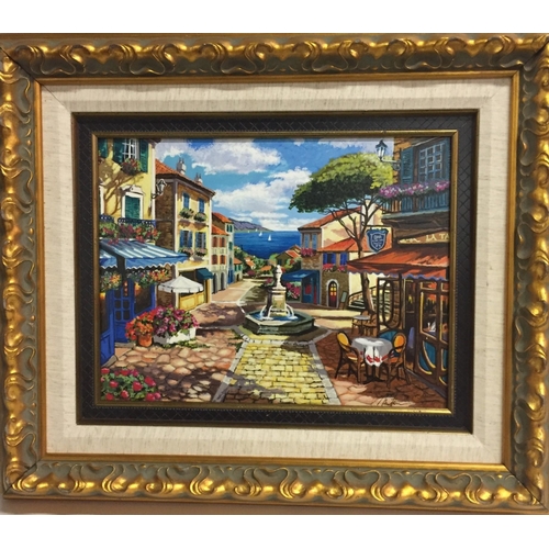 320 - A gilt framed serigraph, entitled ‘La Taverna', by Anatoly Metlan (Ukraine 1964 - ). Framed dimensio... 