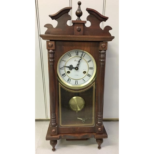 386 - A 31-day pendulum wall clock, by 'Lincoln'. Key present. Untested. Dimensions(cm) H64, W28, D16.