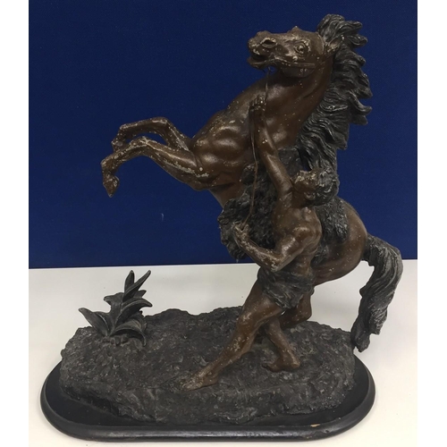 478 - A spelter Marly horse sculpture, after Guillaume Coustou. height 45cm.