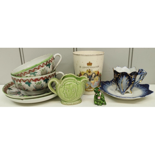 502 - A selection of twenty-four items of mixed ceramics. To include a vintage Japanese tea set, two cup &... 