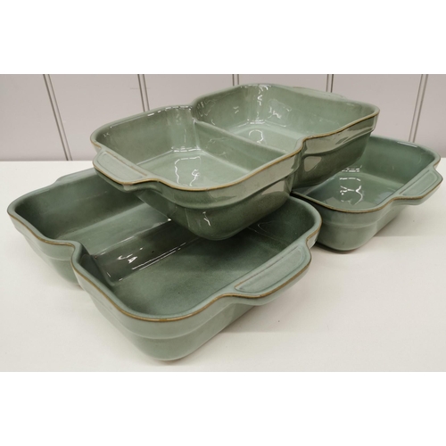 506 - A set of three 'Denby - Regency Green' roasting dishes.