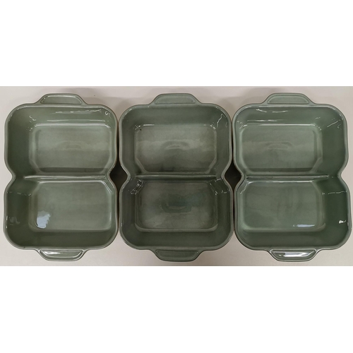 506 - A set of three 'Denby - Regency Green' roasting dishes.