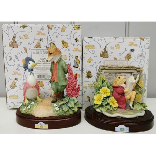 541 - A collection of four figures from 'The World of Beatrix Potter' range, a Jemima Puddleduck coaster, ... 