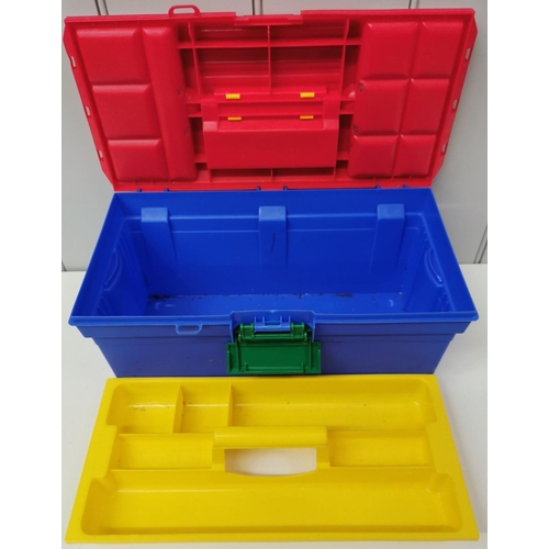 651 - A mixed lot of three plastic tool boxes & three smaller storage boxes.