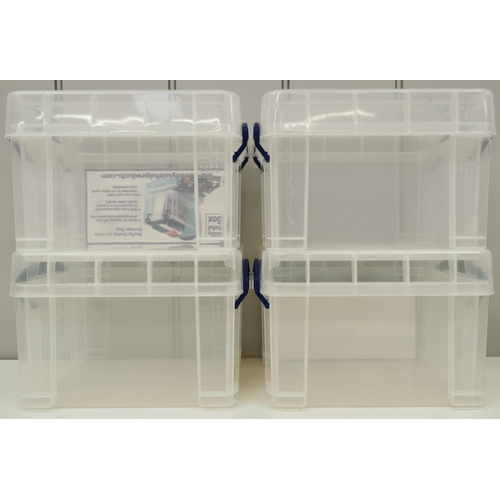 668 - A set of four, three litre clear plastic storage boxes.