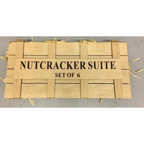 695 - A beautiful, crated set of six Nutcracker Suite, wooden Christmas figurines. Figures height 30cm.