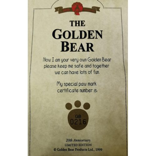 4031 - A boxed, limited edition 'Golden Bear Products Ltd' - 'The Golden Bear' 20th anniversary bear, in ye... 