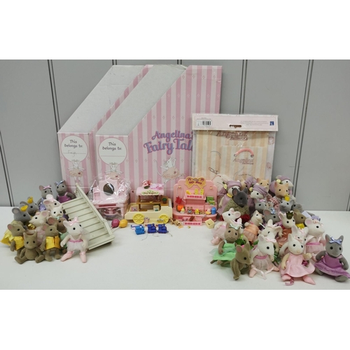 4107 - A large mixed selection of 'Angelina Ballerina' mini dolls, accessories & dolls house furniture.