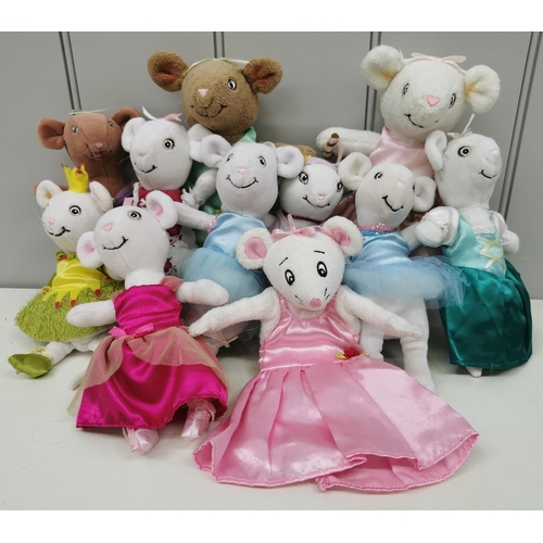 4108 - A large mixed selection of 'Angelina Ballerina' soft dolls, accessories, bags & gift wrap pack.