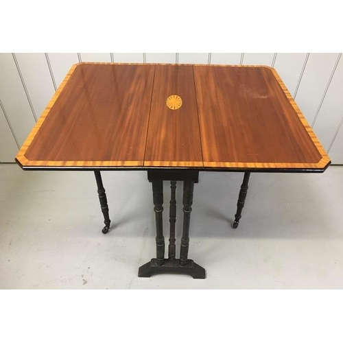 3 - A good quality, Victorian, inlaid mahogany Sutherland table. Dimensions(cm) H70, W12/84, D69.