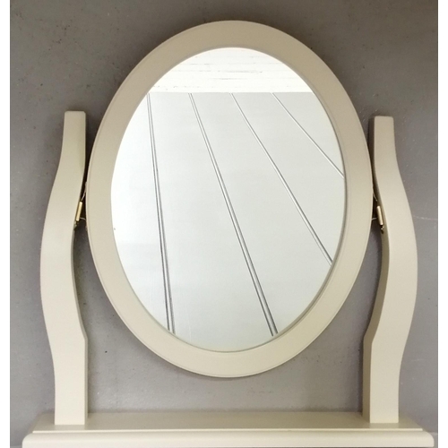 58 - A contemporary, cream dressing table & stool, with matching table-top swing mirror. Dimensions(CM): ... 