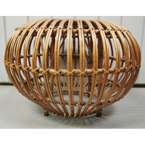 89 - A mid-century Franco Albini wicker Lobster pot stool. Dimensions(cm) H40, W64, D64.