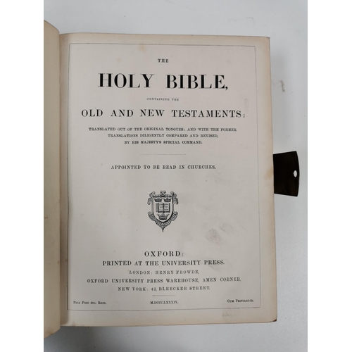 234 - A selection of Bibles & religious books. To include an 1884 print, large, leather-bound Church Bible... 