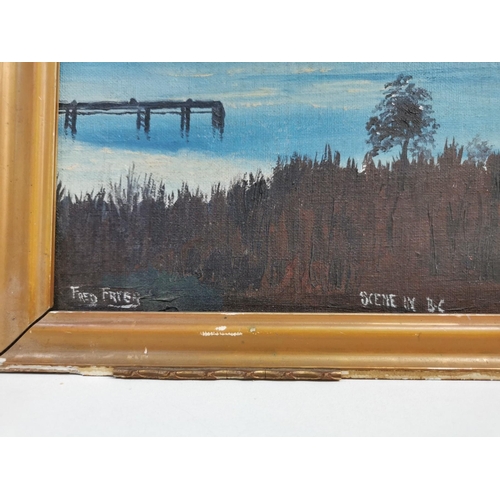 318 - A framed, original oil painting, signed Frederich L Fryer & dated Sept 4th 1967 entitled 'Scene by B... 